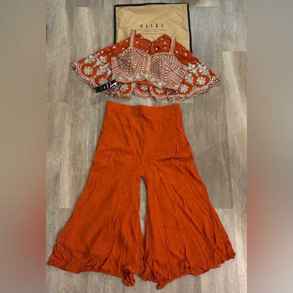 COPY - Rusty Orange Palazzo Set with Thread Work Cape - Picture 1 of 10